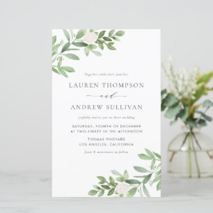 Watercolor Flowers and Greenery Wedding Invitation