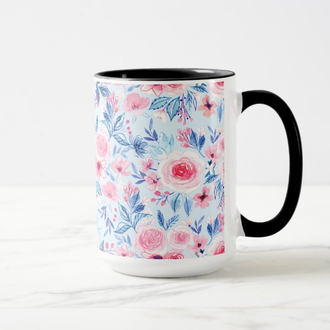Watercolor flowers and leaves 2 mug (Right)