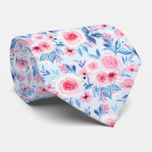 Watercolor flowers and leaves 2 tie