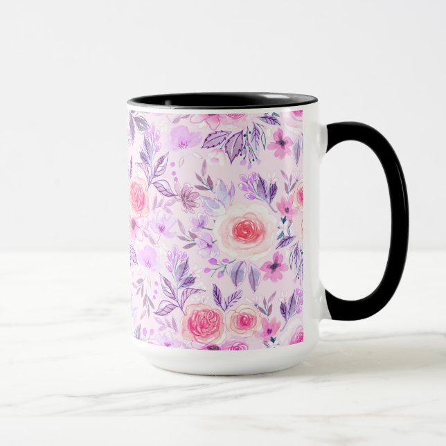 Watercolor flowers and leaves 3 mug (Right)