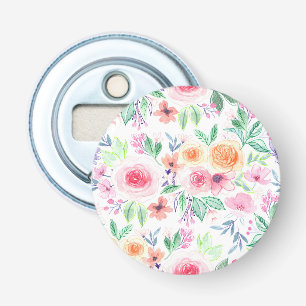 Watercolor flowers and leaves bottle opener