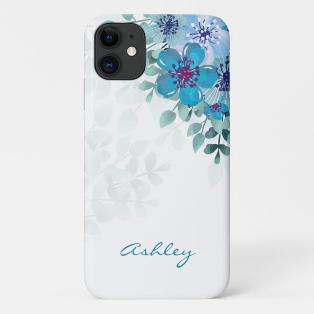 Watercolor Flowers And Leaves Case-Mate iPhone Case (Back)