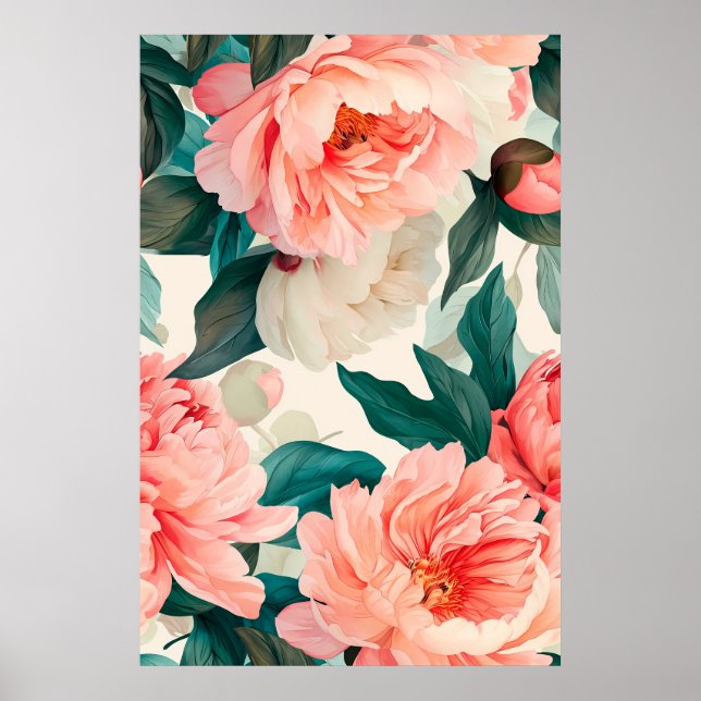 Watercolor Flowers and Leaves Poster (Front)