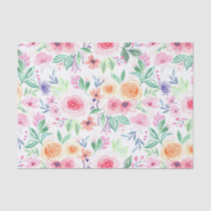 Watercolor flowers and leaves tissue paper