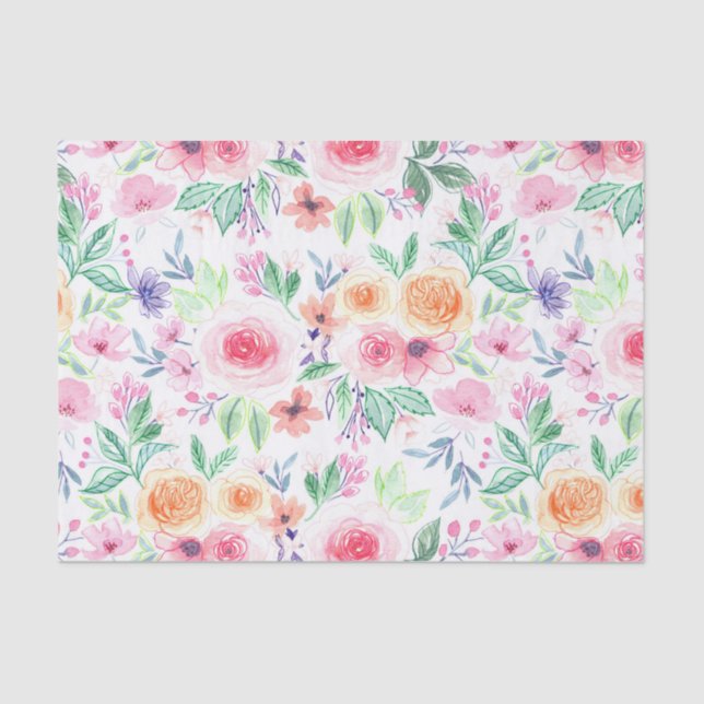 Watercolor flowers and leaves tissue paper (Front)