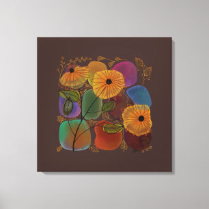 Watercolor Flowers and Rocks You Customise Canvas Print