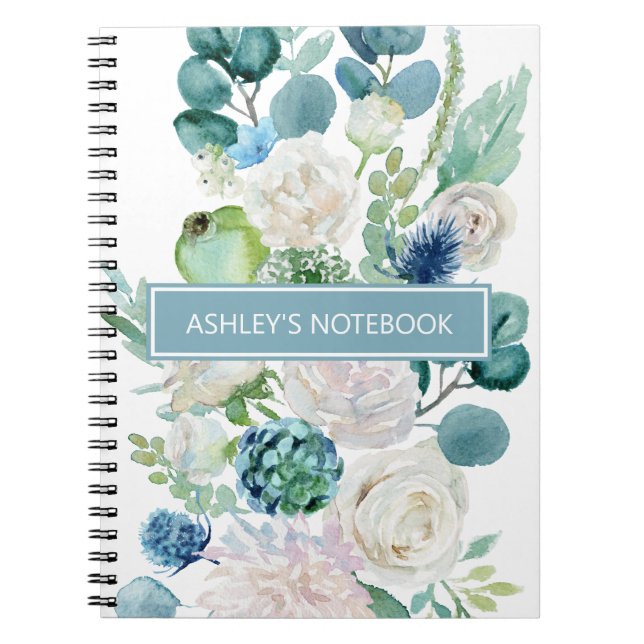Watercolor Flowers And Twigs Notebook (Front)