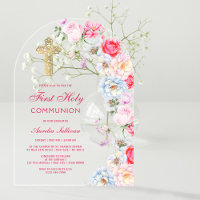 Watercolor Flowers Arch First Communion