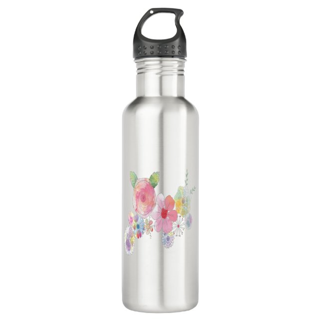 Watercolor Flowers Art 710 Ml Water Bottle (Front)