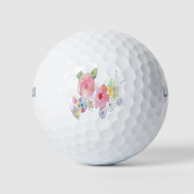 Watercolor Flowers Art Golf Balls (Front)