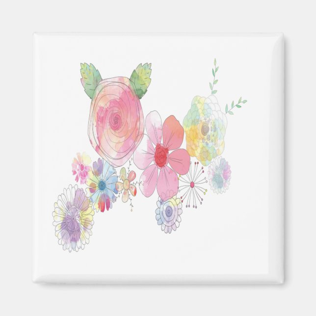 Watercolor Flowers Art Magnet (Front)