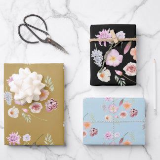 Watercolor Flowers Assorted Gift Wrap