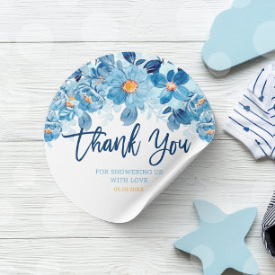 Watercolor Flowers Baby Shower Thank You Favour Classic Round Sticker
