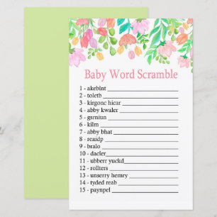 Watercolor Flowers Baby word scramble game