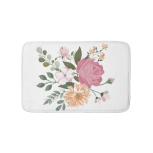 Watercolor flowers bath mat
