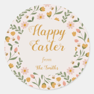 Watercolor Flowers & Bees Spring Easter Sticker