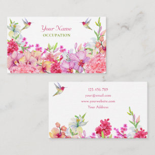 Watercolor Flowers Bird garden  Business Card