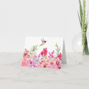 Watercolor Flowers Bird garden Card