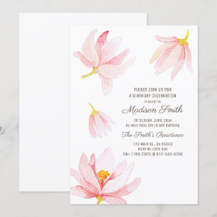 Watercolor Flowers Birthday Party Invitation