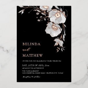 Watercolor Flowers Black White Rose Gold