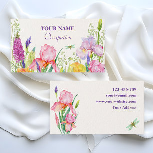 Watercolor flowers bloom business card