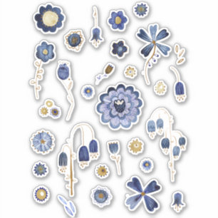 Watercolor Flowers Blue