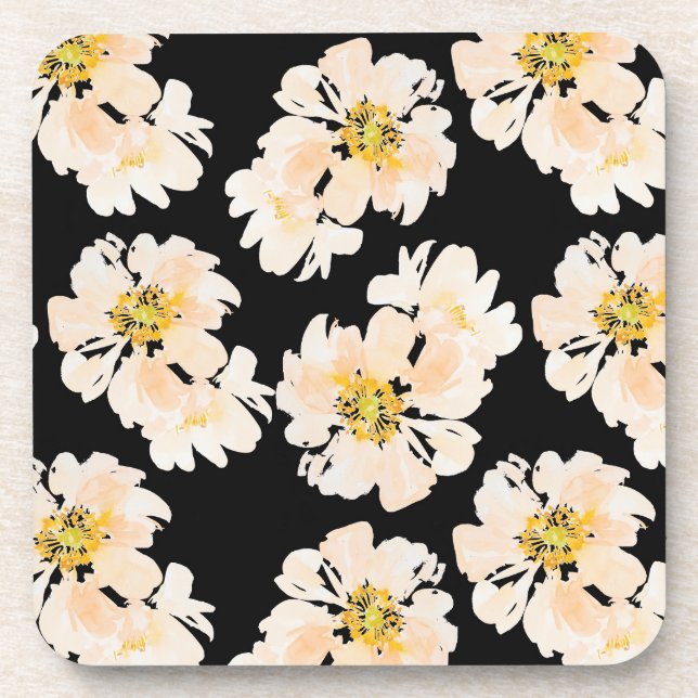 Watercolor Flowers blush peonies Coaster (Front)