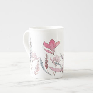 Watercolor flowers bone china mug