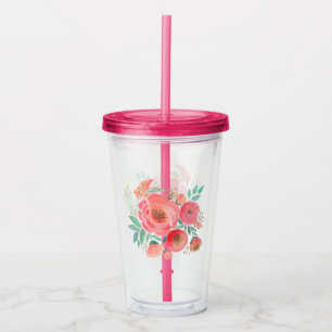 Watercolor, flowers, bouquet . acrylic tumbler