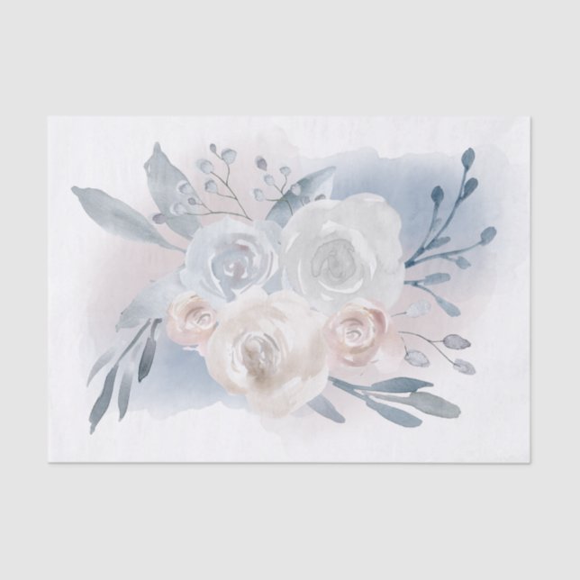 watercolor flowers bouquet tissue paper (Front)