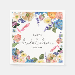 Watercolor Flowers Bridal Shower Napkin
