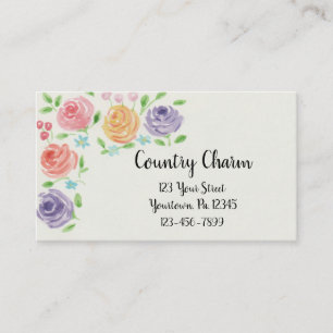 Watercolor Flowers Business Card
