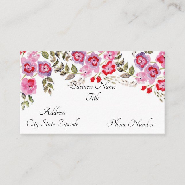 Watercolor Flowers Business Card (Front)