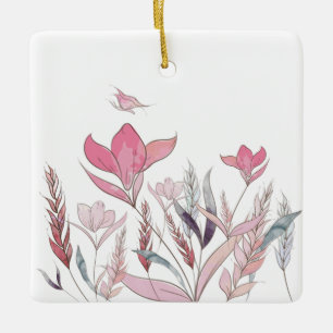 Watercolor flowers ceramic ornament