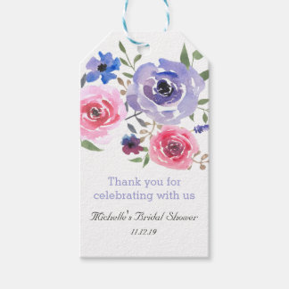 Watercolor Flowers Chic Bridal Shower Thank You Gift Tags