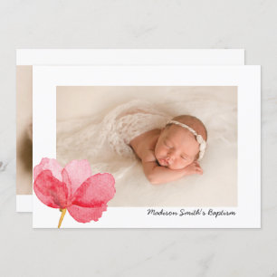 Watercolor Flowers Christening Baptism Invitation