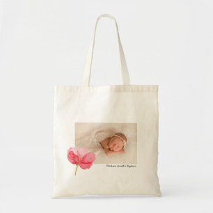Watercolor Flowers Christening Baptism Tote Bag