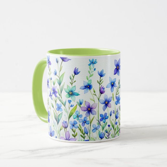 Watercolor Flowers Coffee Mug (Front Left)