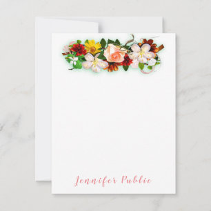 Watercolor Flowers Colourful Handwritten Script Card