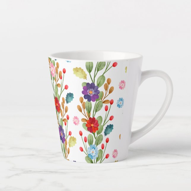 Watercolor Flowers Colourful Pattern-67488 Latte Mug (Right)