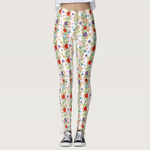 Watercolor Flowers Colourful Pattern-67488 Leggings