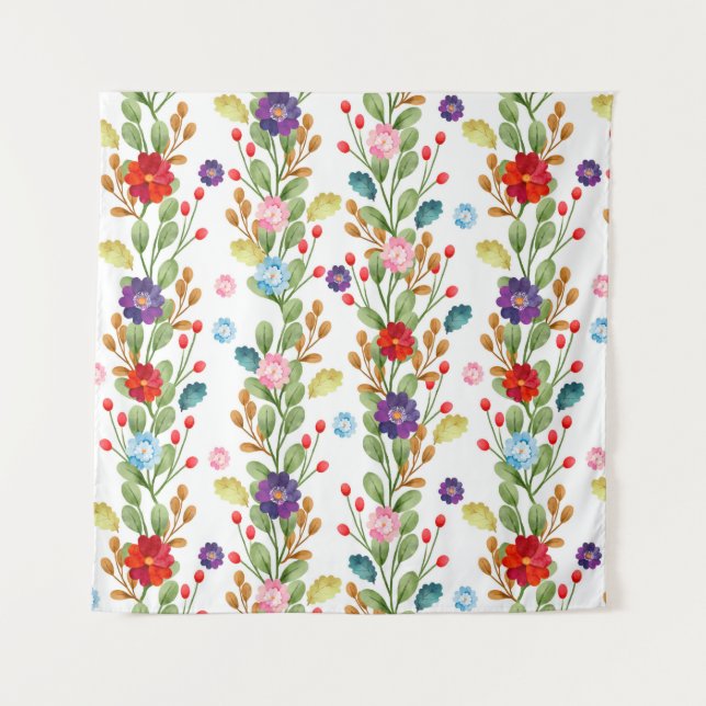Watercolor Flowers Colourful Pattern-67488 Tapestry (Front)