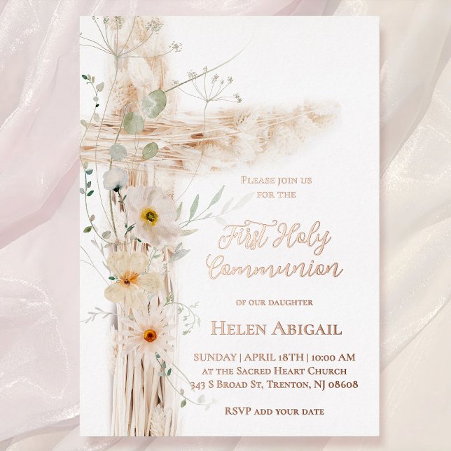 watercolor flowers cross First Communion (Creator Uploaded)