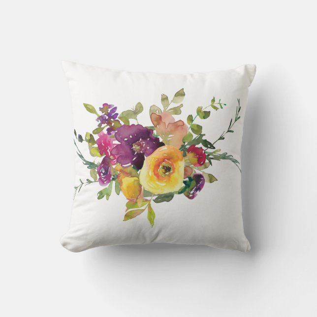 Watercolor Flowers Cushion (Front)