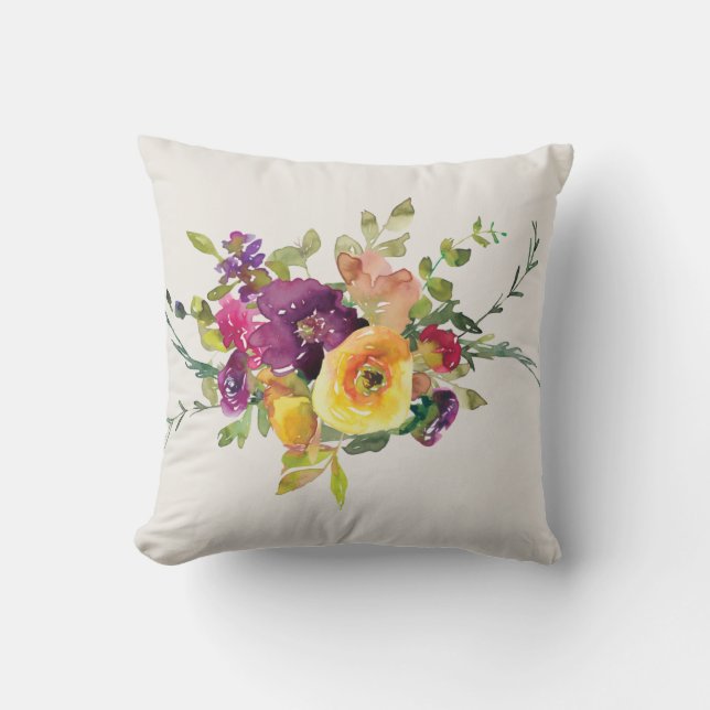 Watercolor Flowers Cushion (Front)