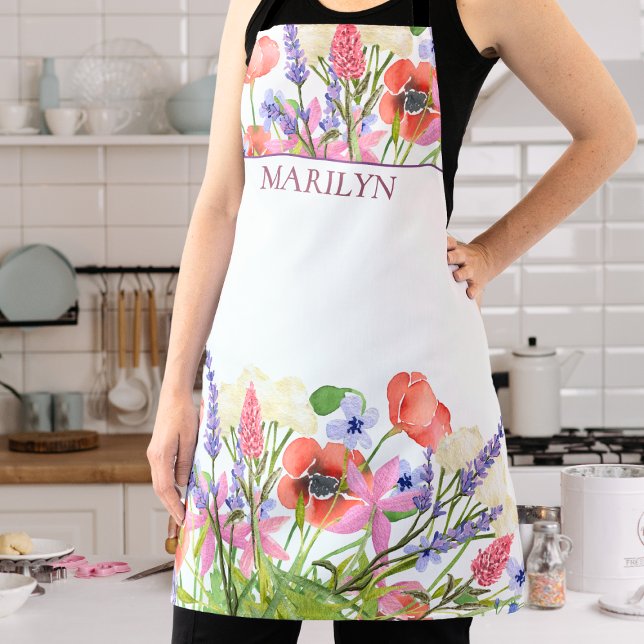 Watercolor Flowers – Custom Birthday Friend Gift Apron (Creator Uploaded)