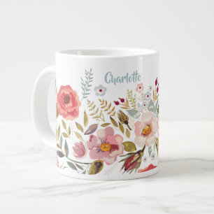 Watercolor Flowers Custom Jumbo Mug