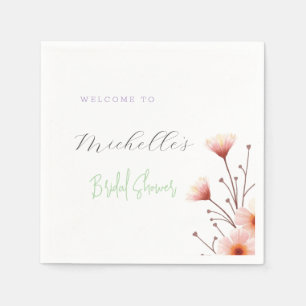 Watercolor Flowers Cute Bridal Shower  Napkin