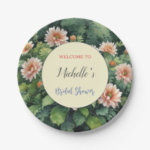 Watercolor Flowers Cute Bridal Shower  Paper Plate
