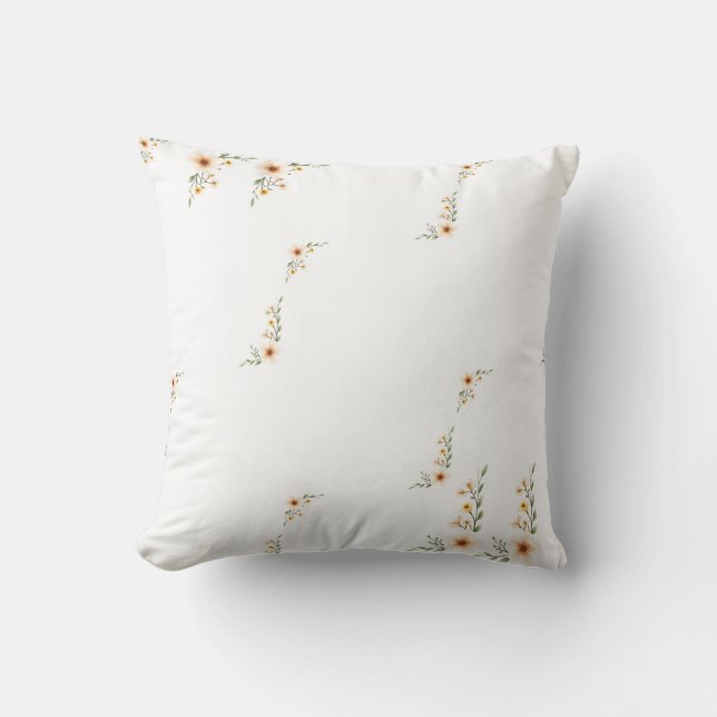 Watercolor Flowers Cute Minimalist Cushion (Front)
